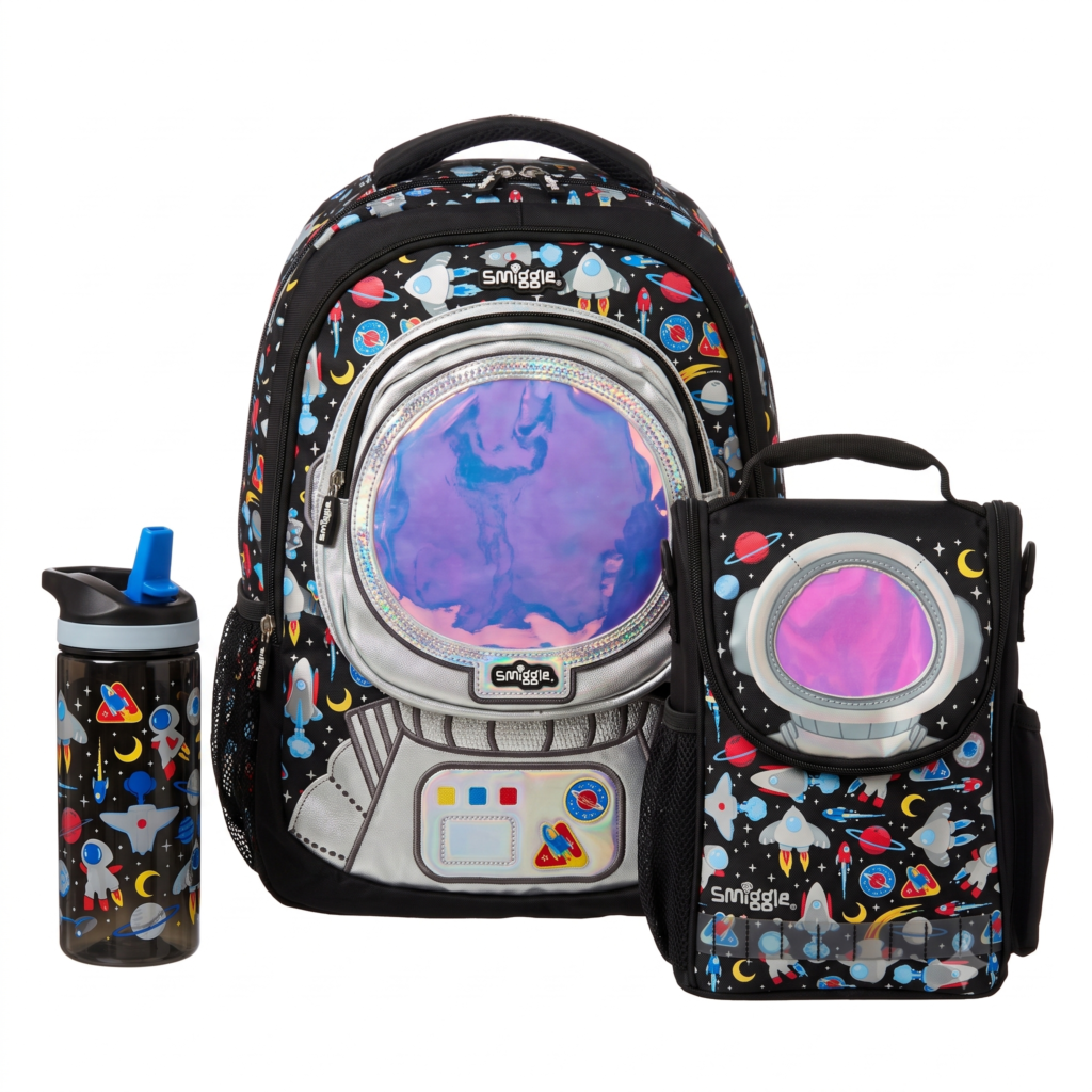 Smiggle Backpack - Astro Man - Size 15 - 3 Pieces Bundle