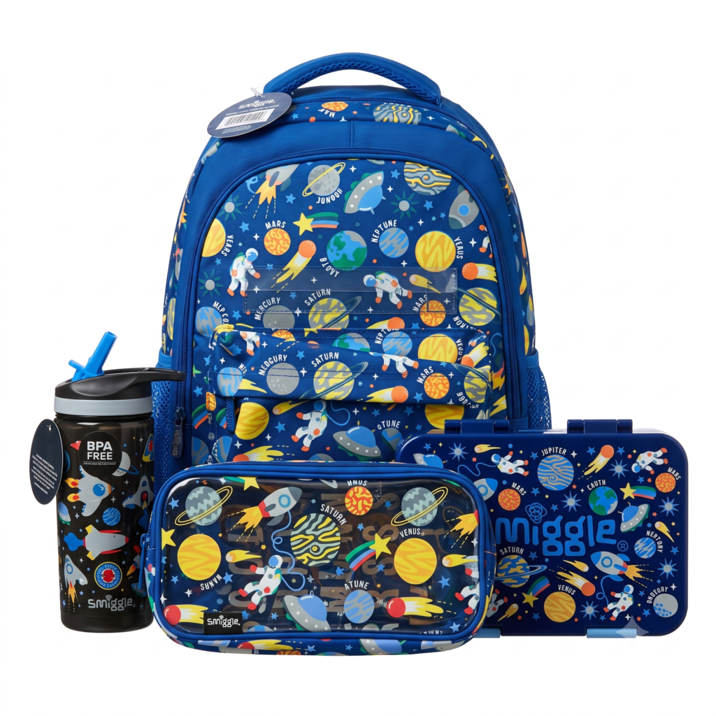 Smiggle Backpack - Space - Size 15 - 4 Pieces Bundle