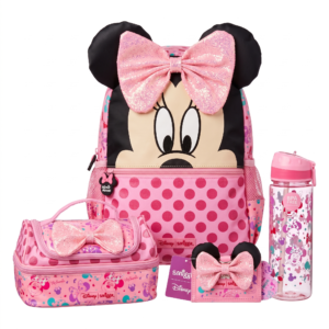 Smiggle Backpack - Minnie Pink - Size 15 - 4 Pieces Bundle