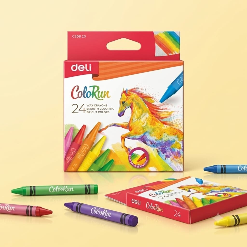 طقم ألوان شمع أشكال 24 لون deli WAX CRAYONS