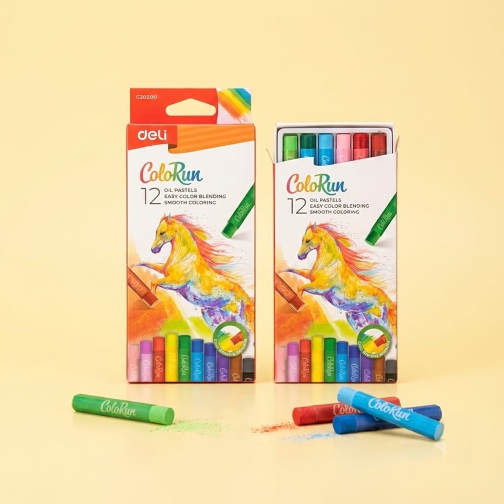 طقم ألوان اويل باستيل  أشكال 12 لون deli C20200 OIL PASTEL